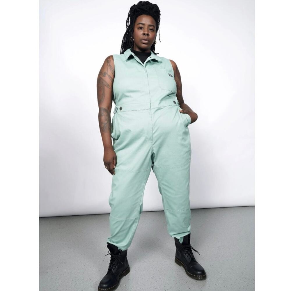 Wildfang NWT Essential Sleeveless High Waisted Coverall in Sage Size 1X
